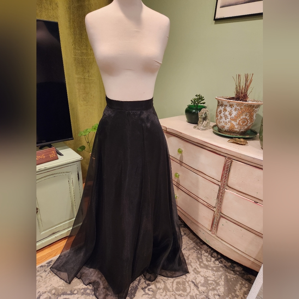 Black Chiffon Layered Maxi Skirt
